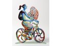 Rider with Flowers Free Standing Double Sided Bicycle Sculpture - David Gerstein