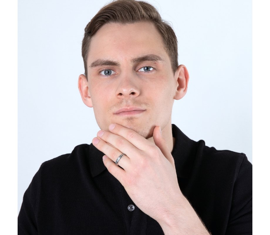 Ring of Oxidized Sterling Silver  Embossed Hebrew Ani LeDodi Li  English Inside