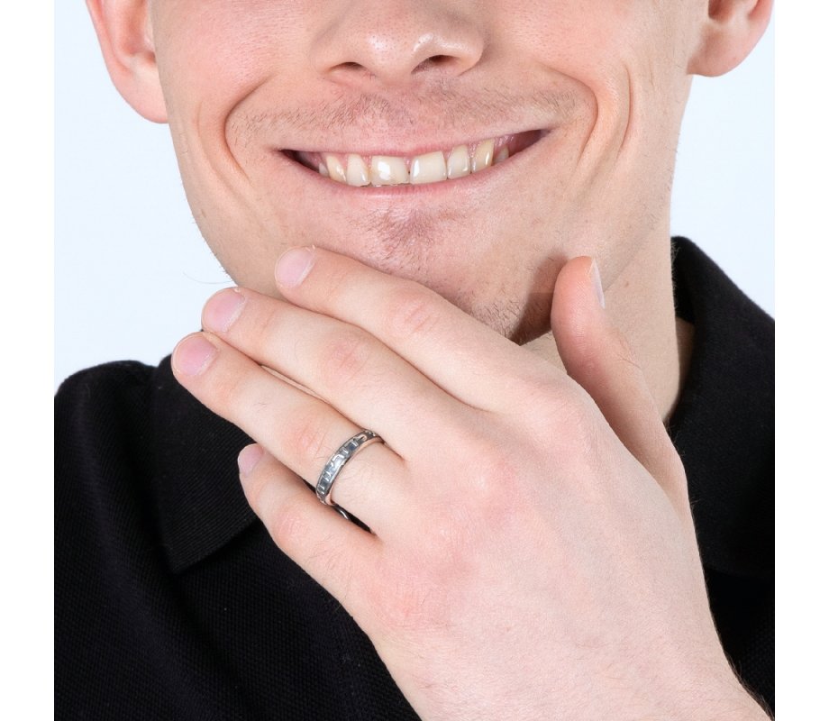 Ring of Oxidized Sterling Silver  Embossed Hebrew Ani LeDodi Li  English Inside