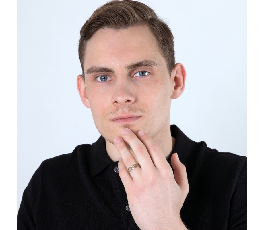 Ring of Sterling Silver, Hebrew Gold Plate Cutout Ani Ledodi  English Inside