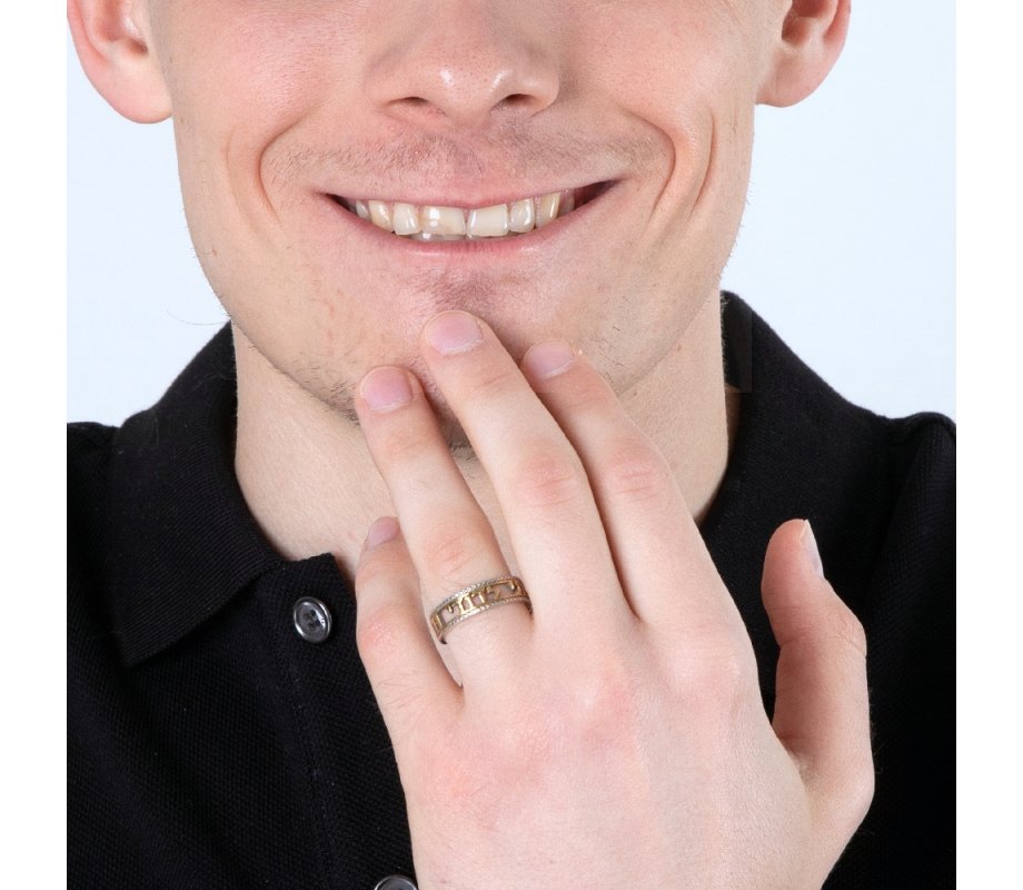 Ring of Sterling Silver, Hebrew Gold Plate Cutout Ani Ledodi  English Inside