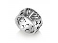 Ring of Sterling Silver with Cutout Stars of David and Glittering Menorahs