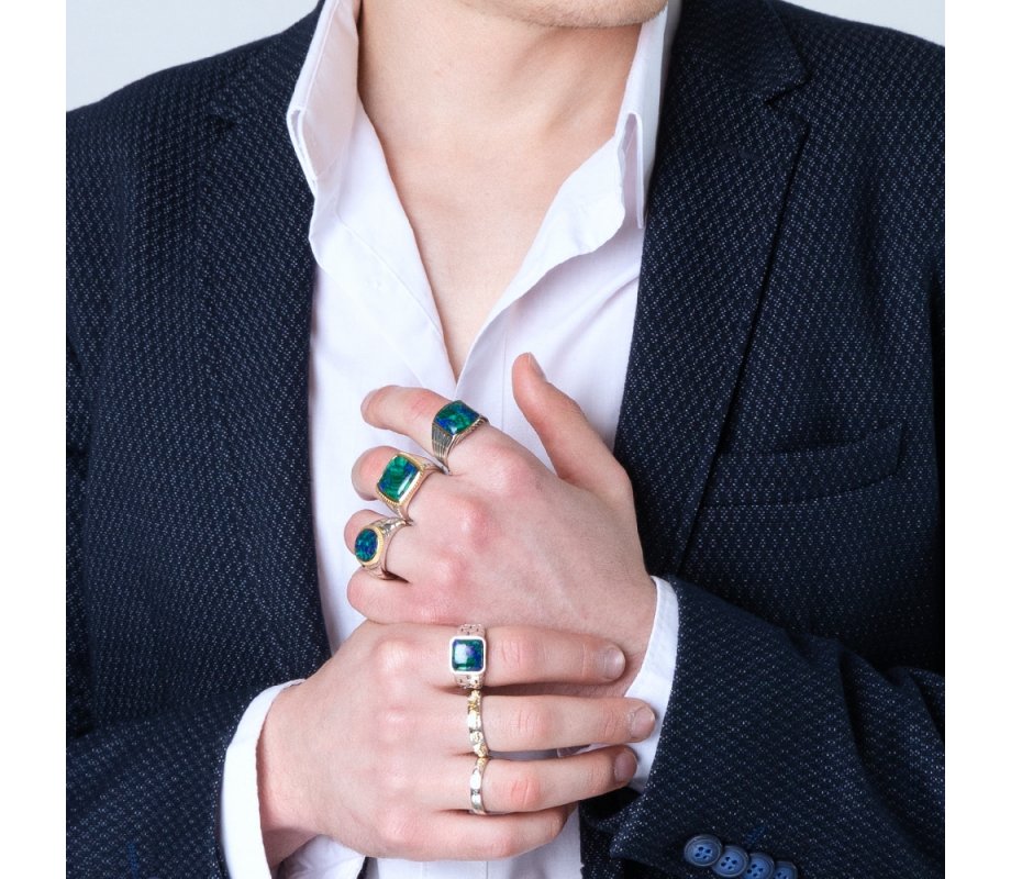 Ring of Sterling Silver with Embossed Gold Plated Ani Ledodi  Hebrew and English