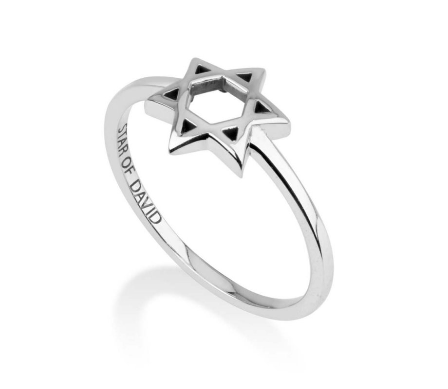 Ring of Sterling Silver with a Raised Cutout Star of David