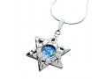 Roman Glass 925 Sterling Silver Necklace Textured Star of David