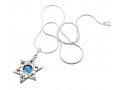 Roman Glass 925 Sterling Silver Necklace Textured Star of David