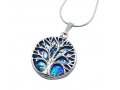 Roman Glass 925 Sterling Silver Tree of Life Pendant Necklace