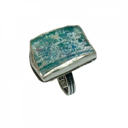 Roman Glass Silver Adjustable Ring