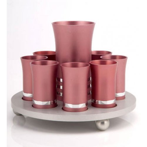 Rose Pink Agayof Kiddush Cup Set