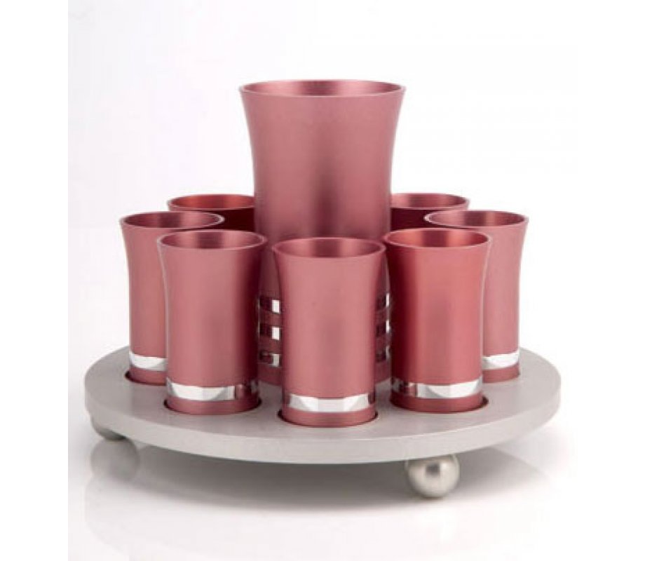 Rose Pink Agayof Kiddush Cup Set