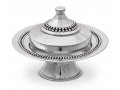 Rosh Hashanah Honey Dish on Pedestal with Bead Design - 925 Sterling Silver