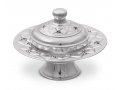Rosh Hashanah Honey Dish on Pedestal with Diamond Design - 925 Sterling Silver
