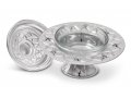 Rosh Hashanah Honey Dish on Pedestal with Diamond Design - 925 Sterling Silver