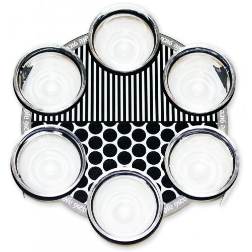 Rosh Hashanah Special Foods Dish, Black and White Geometric Design - Dorit Judaica