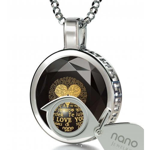 Round 'I Love You' in 120 Languages Pendant - Silver