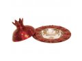 Ruby Red Anodized Aluminum Honey Dish with Pomegranate Cover - Yair Emanuel