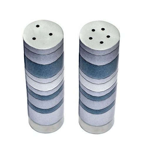 Salt and Pepper Shakers, Anodized Aluminum with Gray Rings - Yair Emanuel