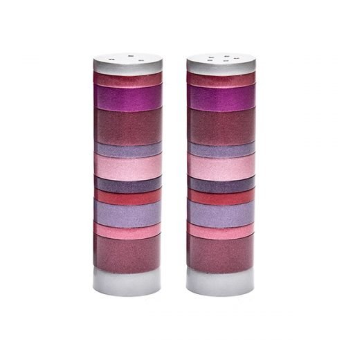 Salt and Pepper Shakers, Anodized Aluminum with Shades of Maroon Rings - Yair Emanuel