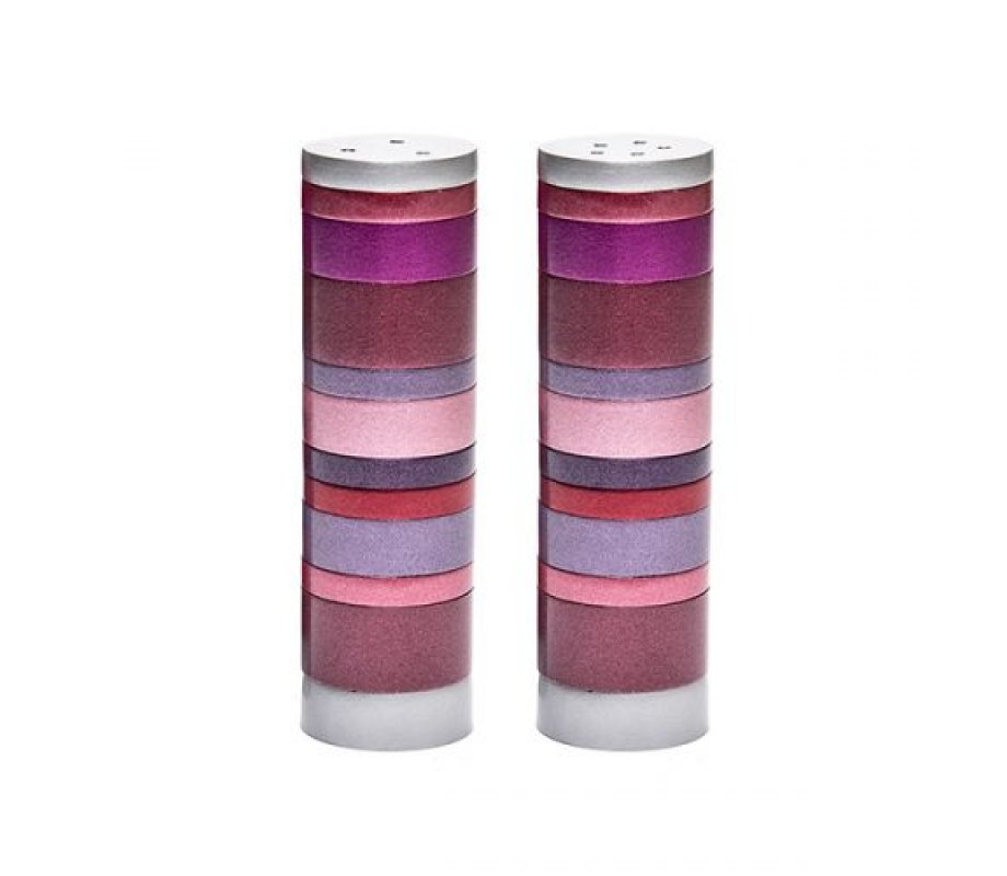 Salt and Pepper Shakers, Anodized Aluminum with Shades of Maroon Rings - Yair Emanuel