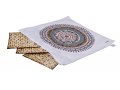 Satin Matzah Cover with Pomegranate Circle Design and Haggadah Words - Dorit Judaica