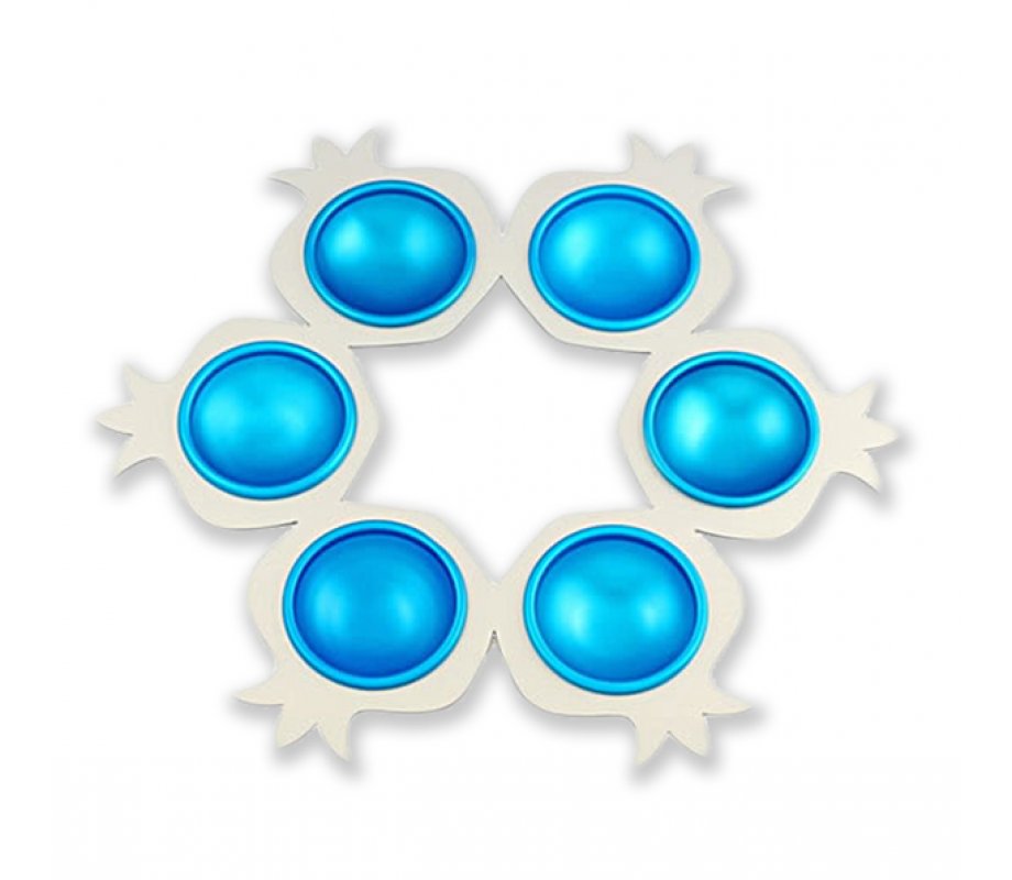 Seder Plate Blue and Silver Aluminum Pomegranate Shapes - by Shraga Landesman