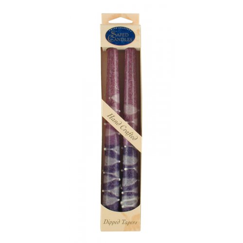 Set of Two Decorative Galilee Handcrafted Taper Candles - Pink and Purple