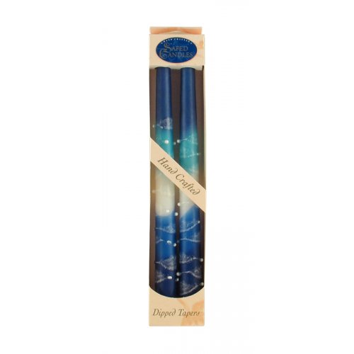 Set of Two Decorative Galilee Handcrafted Taper Candles - Shades of Blue
