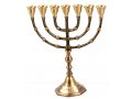 Seven Branch Menorah, Antique Look on Dark Gold Brass - Choose 12