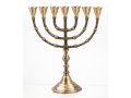 Seven Branch Menorah, Antique Look on Dark Gold Brass - Choose 12