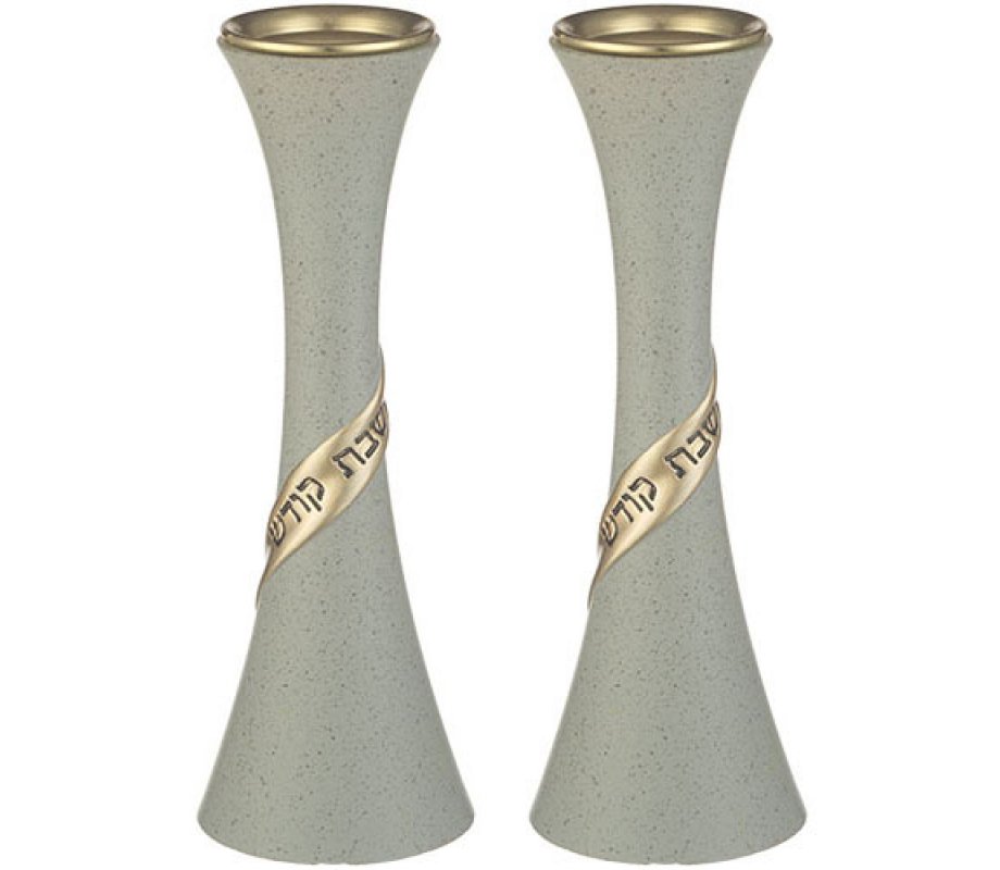 Shabbat Kodesh Elegant Polyresin Candlesticks