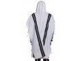 Shabbat Non Slip Wool Tallit with Black and Herringbone Stripes