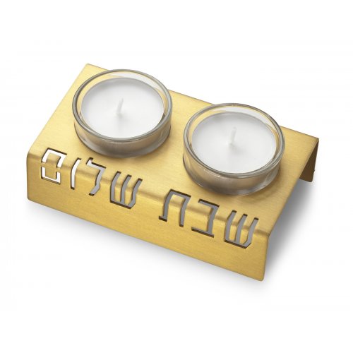 Shabbat Shalom Candlesticks Table Design, Gold - Adi Sidler