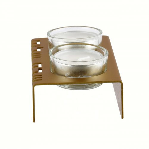 Shabbat Shalom Candlesticks Table Design, Gold - Adi Sidler