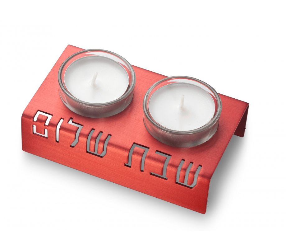 Shabbat Shalom Candlesticks Table Design, Red - Adi Sidler