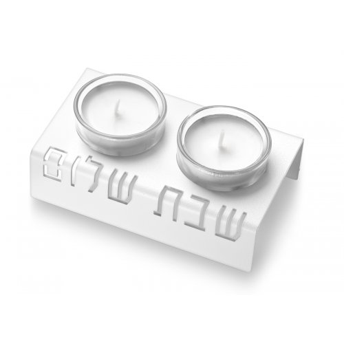 Shabbat Shalom Candlesticks Table Design, White - Adi Sidler