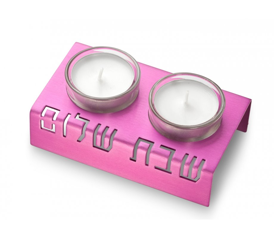Shabbat Shalom Travel Candlesticks Table Design, Pink - Adi Sidler