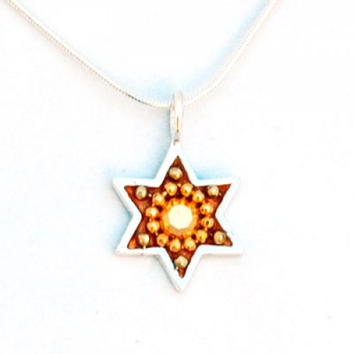 Shahaf Star of David Necklace in Rust and Gold Shades