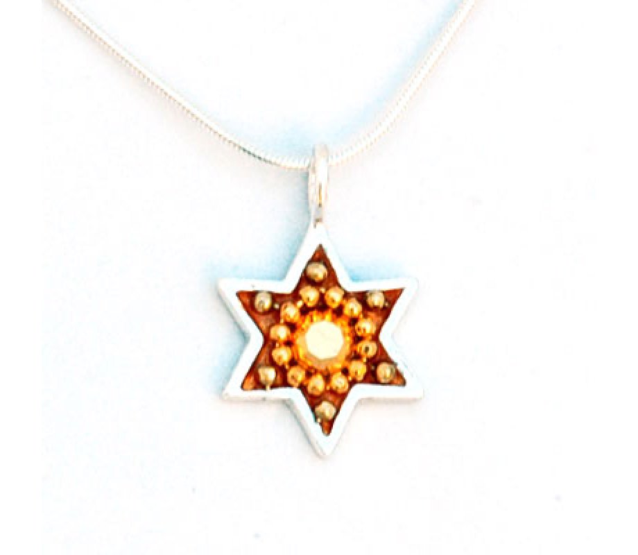 Shahaf Star of David Necklace in Rust and Gold Shades