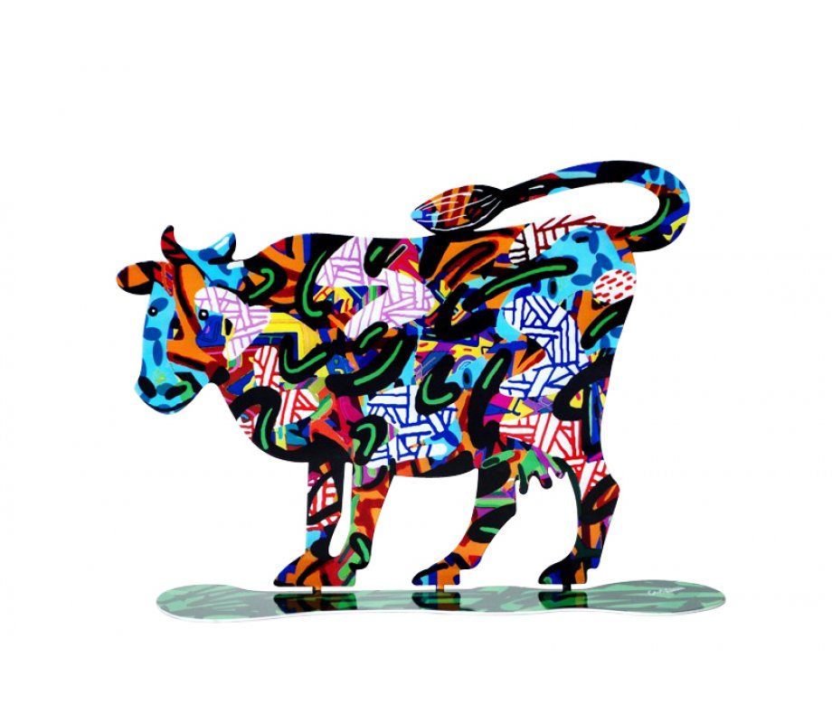 Shalva Cow Free Standing Double Sided Steel Sculpture - David Gerstein