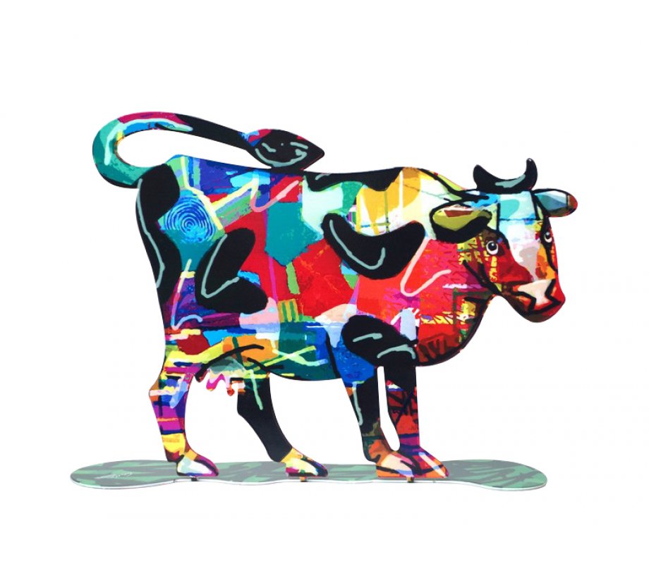 Shalva Cow Free Standing Double Sided Steel Sculpture - David Gerstein