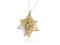 Shema Yisrael Star of David Two-Tone Pendant 9K Gold & Sterling Silver by HaAri Jewelry