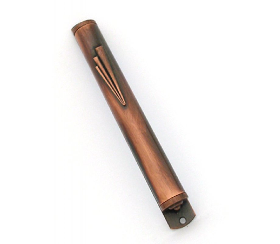 Shin Red Pewter Mezuzah Case