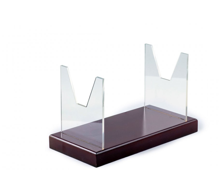 Shofar Stand, Acrylic Folding Sides and Wood Base – For Kudu Yemenite Shofar 24