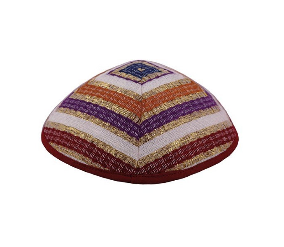 Silk-Cotton Tallit Set in Multicolor Stripes - Yair Emanuel