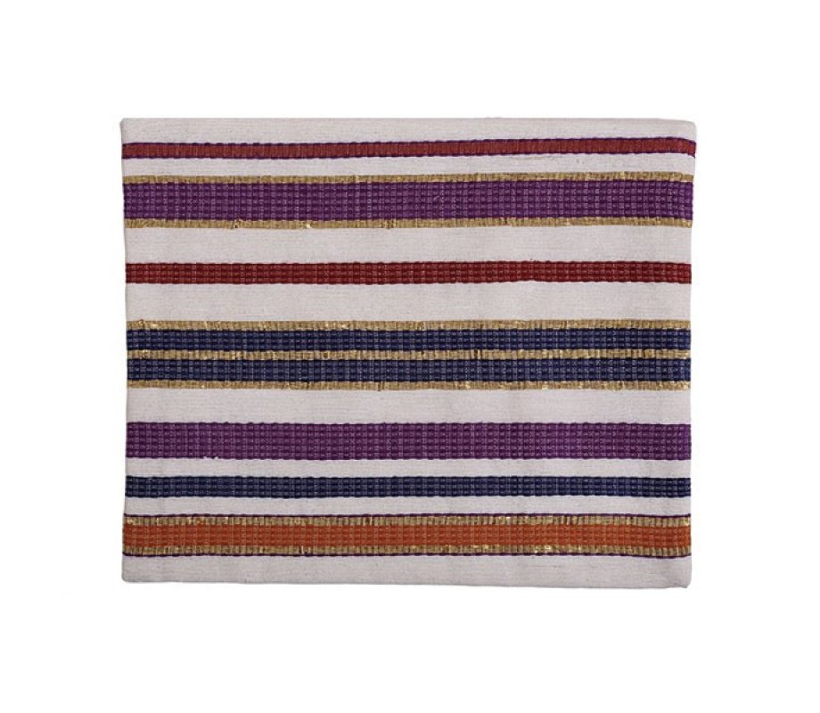 Silk-Cotton Tallit Set in Multicolor Stripes - Yair Emanuel