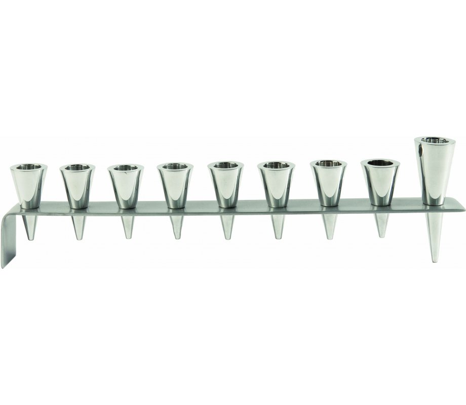 Silver Anodized Aluminum Cones Hanukkah Menorah - Yair Emanuel