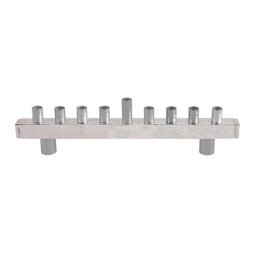 Silver Hammered Aluminum Hanukkah Menorah with Tube Design - Yair Emanuel