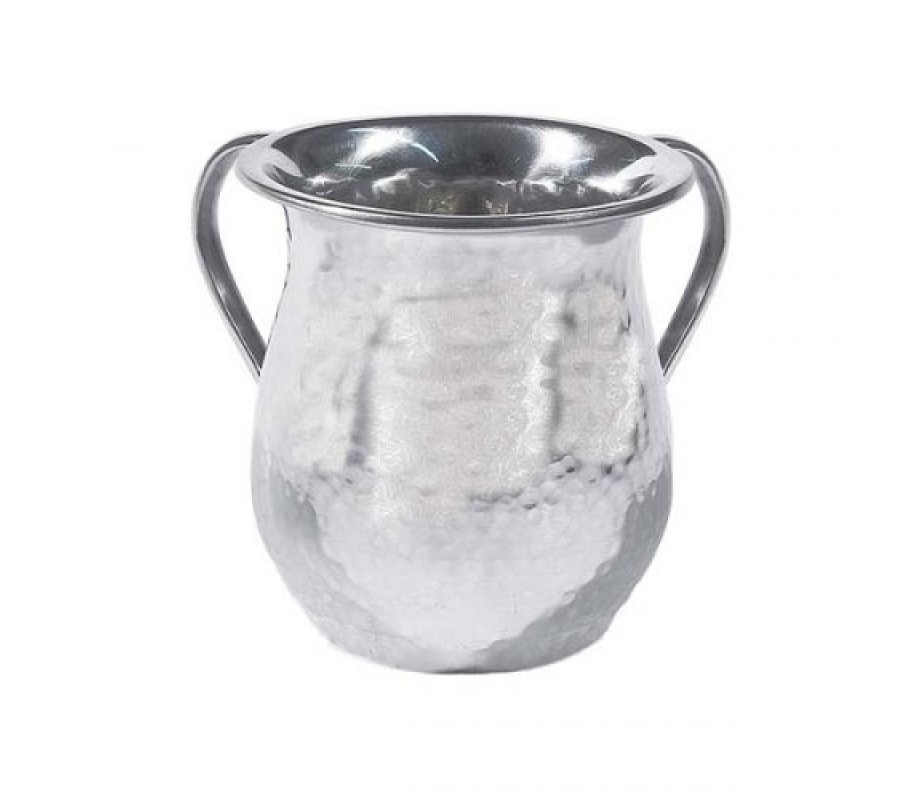 Silver Hammered Stainless Steel Classic Netilat Yadayim Wash Cup - Yair Emanuel