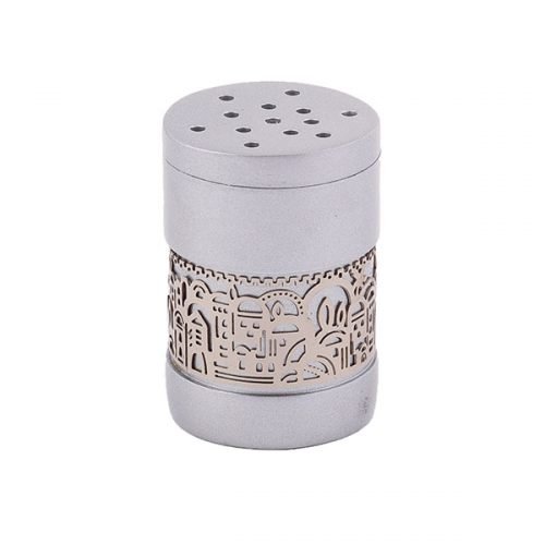 Silver Havdalah Besamim Spice Box with Gold Jerusalem Cutout - Yair Emanuel