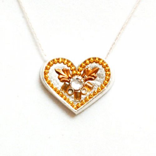 Silver Heart Necklace with Gold Shades - Ester Shahaf